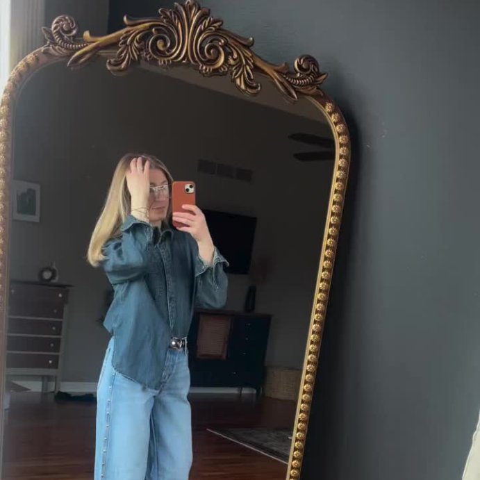 user image by @taylordams_, Women's Relaxed Fit Denim Button-Down Shirt - Universal Thread™