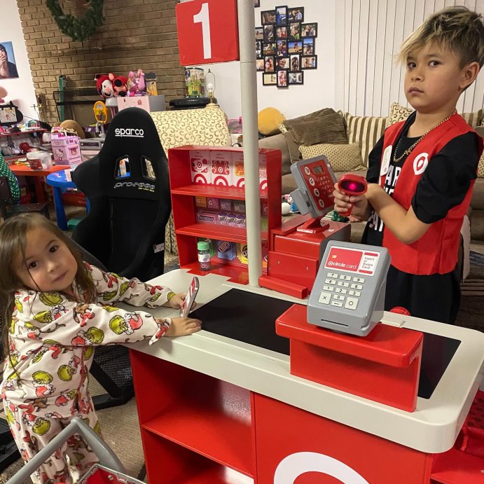 user image by @hotroddog, Target Toy Checklane: Pretend Shopping Accessories, Play Money, Toy Cash Register, Batteries Required, Ages 3+