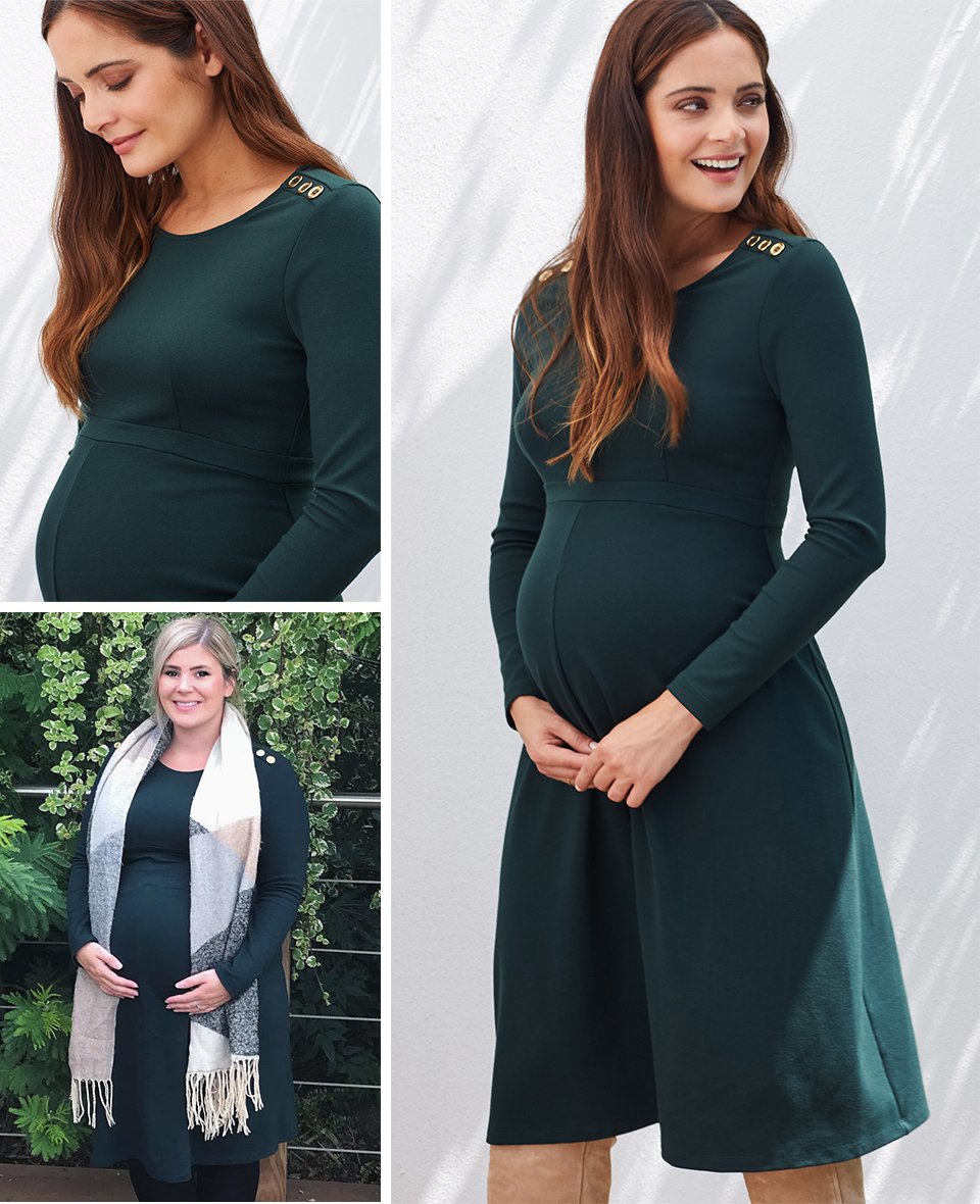 Shop Isabella Oliver Paige Maternity Button Dress-Military Green and more Shop Isabella Oliver Paige Maternity Button Dress-Military Green and more