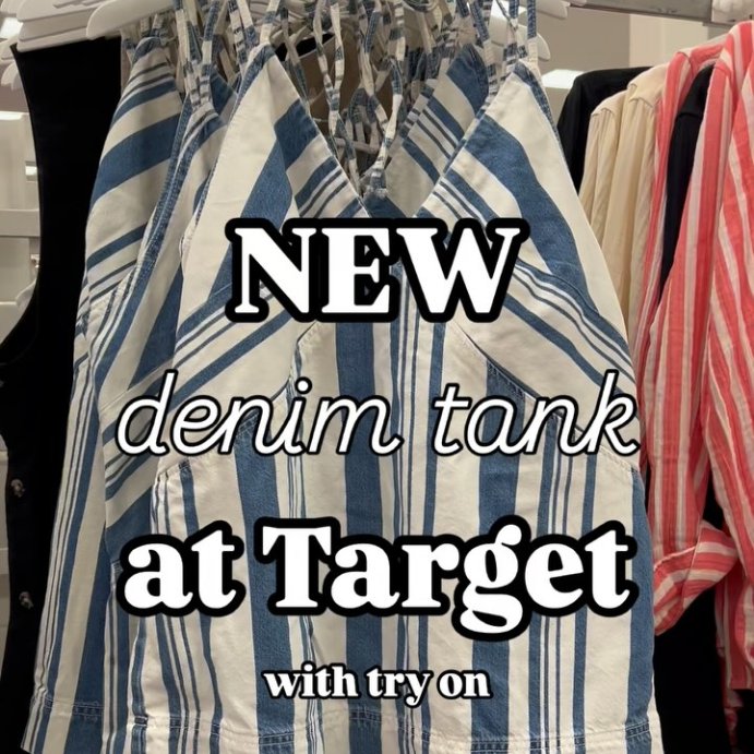 user image by @totargetigo, Women's Striped Denim Tank Top - Universal Thread™ Navy