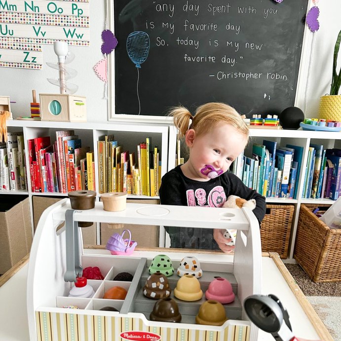 user image by @lyssadawson, Melissa &#38; Doug Wooden Scoop and Serve Ice Cream Counter With Play Food and Accessories - 28pc