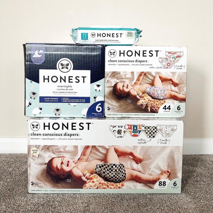 user image by @brighteyedbalance, The Honest Company Clean Conscious Disposable Overnight Diapers Cozy Cloud + Star Signs  - (Select Size and Pattern)