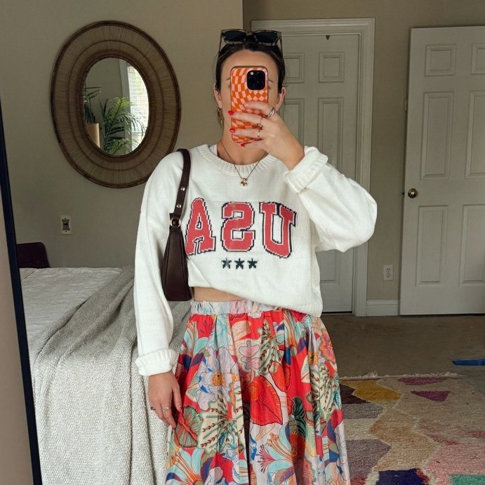 user image by @casuallyshannon, Women's USA Graphic Sweater - Off-White