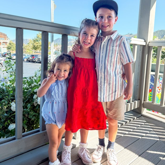 user image by @xotrishacalantoni, Boys' Short Sleeve 4th of July Striped Button-Down Shirt - Cat & Jack™ Cream