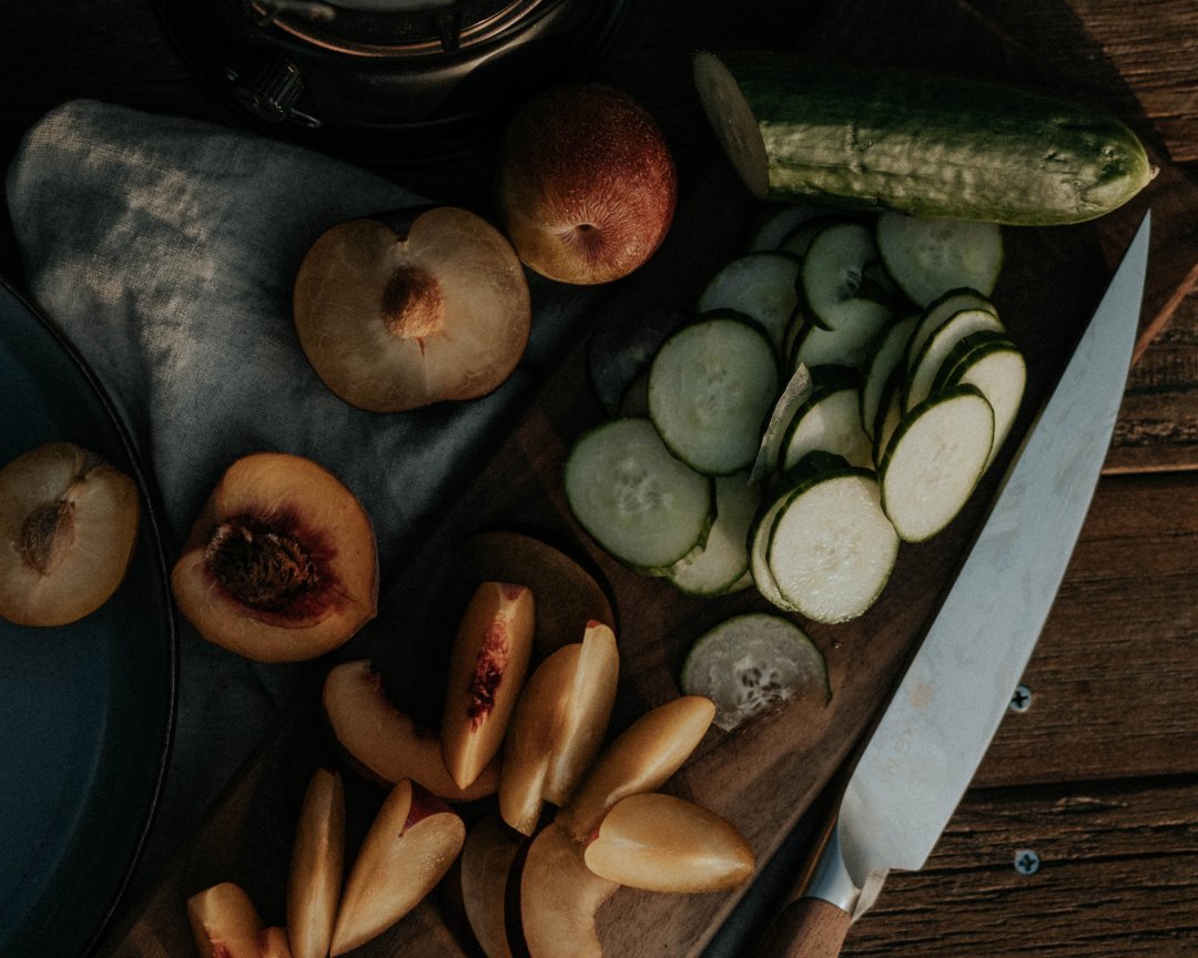 Curated image with Chef Knife, Enamel Deep Plate Set