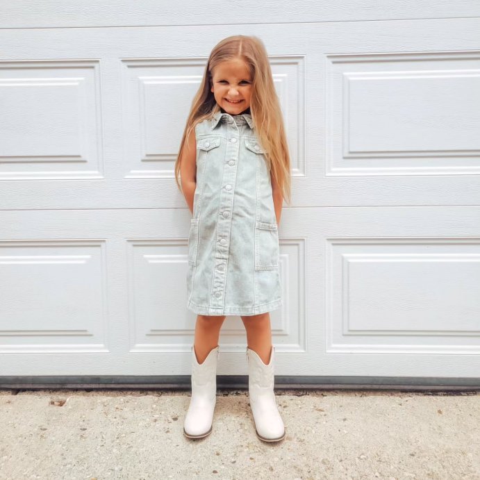 user image by @karenelyse_, Girls&#39; Sleeveless Denim Shirtdress - Cat &#38; Jack&#8482; Green
