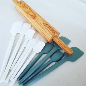 2pk Acacia Wood/Silicone Mini Spatula Set Cream - Figmint™