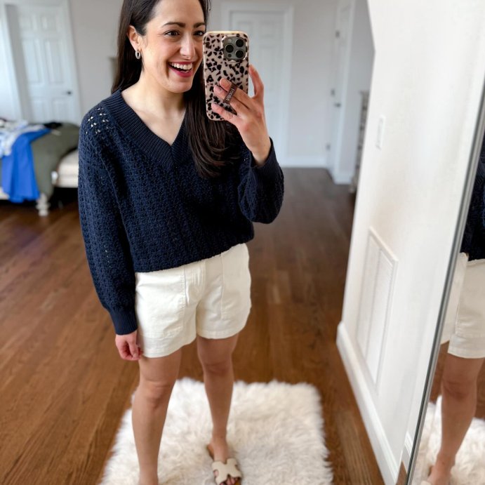 user image by @msnafashion, Women's Openwork V-Neck Pullover Sweater - Universal Thread™
