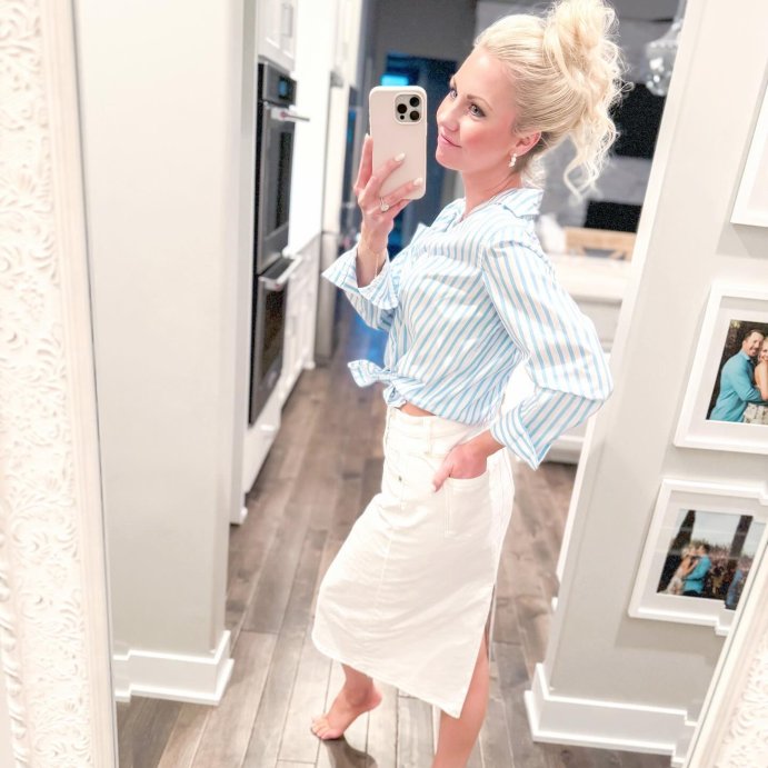 user image by @sugarsweetblonde, Women's Slim Fit Boyfriend Tailored Long Sleeve Button-Down Shirt - A New Day™