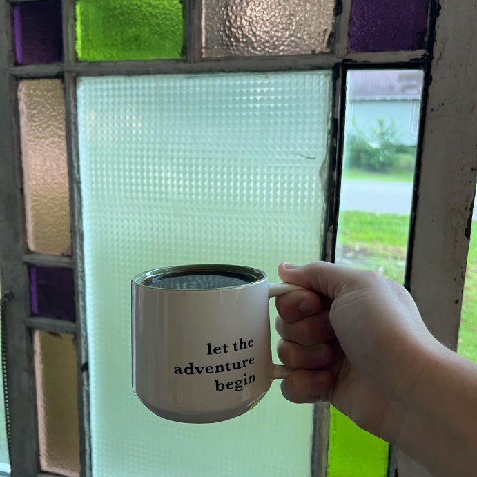 user image by @queen.on.church, 16oz Stoneware Let the Adventure Begin Mug Moss - Threshold&#8482;: Traditional Dark Green Coffee Mug, Dishwasher &#38; Microwave Safe