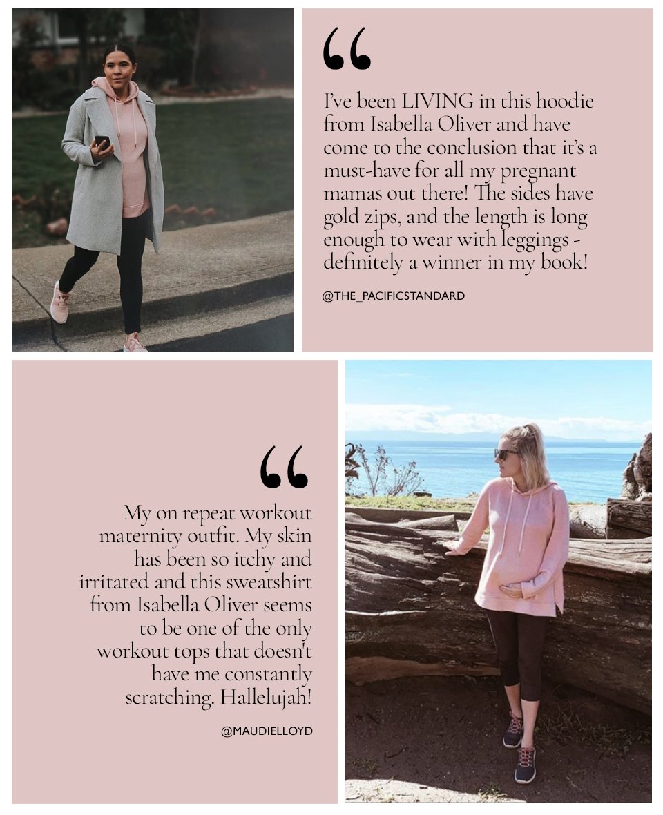 Shop Isabella Oliver Maternity Lounge Hoodie-Quartz Pink, Isabella Oliver Over the Bump Maternity Treggings-Caviar Black and more
