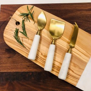 Fox Run Brands Premium 3-Piece White Marble Cheese Knife Set & Reviews