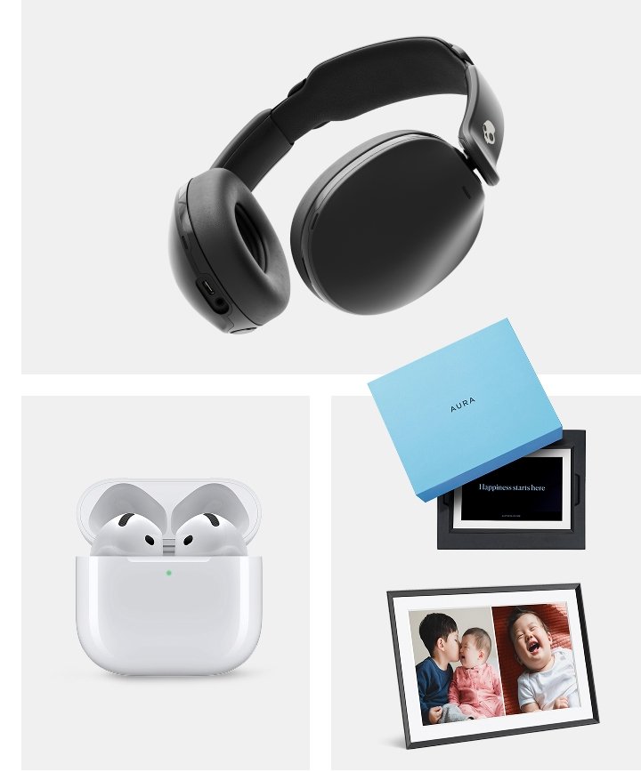 Shop Écouteurs Skullcandy Hesh 360, noir, Écouteurs-boutons sans fil à suppression du bruit , Cadre photo numérique Carver Mat Aura, 10,1 po and more