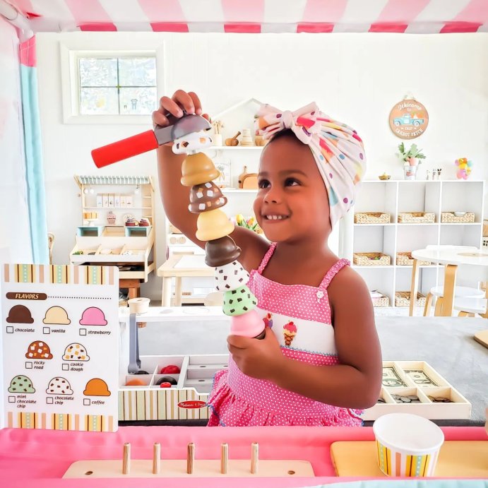 user image by @owensbytheocean, Melissa &#38; Doug Wooden Scoop and Serve Ice Cream Counter With Play Food and Accessories - 28pc