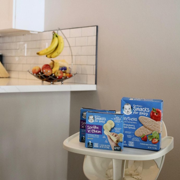 user image by @heygabbylawson, Gerber Baby Food Strawberry Apple Spinach Teething Wafers Baby Snack - 12ct/1.7oz Total
