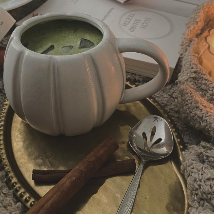 user image by @binding.brittany, 15.2 fl oz Halloween Stoneware Figural Pumpkin Mug White - Hyde and EEK! Boutique&#8482;: Microwave &#38; Dishwasher Safe, Hot/Cold Beverages