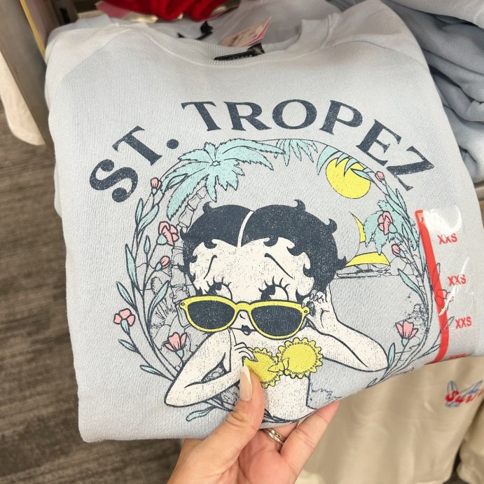 user image by @totargetigo, Women's Betty Boop "St Tropez" Graphic Sweatshirt - Light Blue