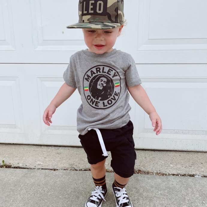 user image by @lil_leo_james, Toddler Boys' Bob Marley 'One Love' Short Sleeve Graphic T-Shirt - Gray