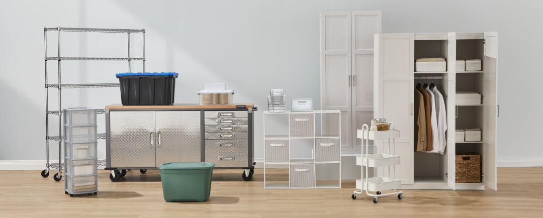 Shop Type A Metal 6-Tier Adjustable Wire Shelving Storage Unit with Wheels, Mastercraft Heavy Duty Stackable Storage Box with Lid, 102-L, Black/Blue, type A Deep Clear Grey Frame 5-Drawer Storage Tower/Cart with Wheels, 39-in, Mastercraft 72" Diamond Series 2-Door, 6-Drawer Wooden Top Work Station with Wheels, 72 x 20 x 37.5-in, For Living 9-Cube Storage Organizer, Bookcase/Bookshelf, White, Sauder 2-Door Cabinet, White, type A Momentum Steel 3-Tier Utility Cart with 4 Wheels, White, Sauder 3 Door Wardrobe Shaker, White, type A Restore Stackable Storage Box with Lid, 68-L, Green and more