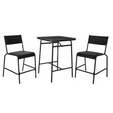 Shop CANVAS Kensington Outdoor Patio High Dining Set with Stone Table Top, Black, 3-pc and more