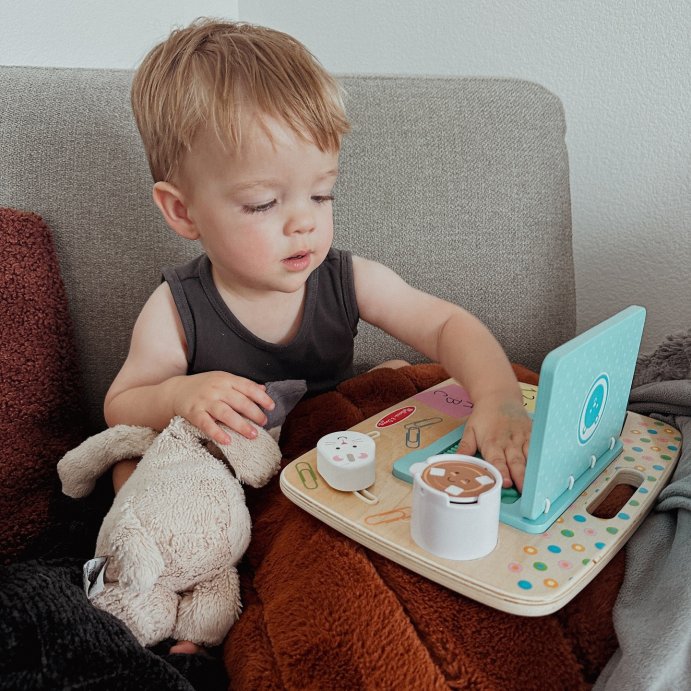 user image by @internethillary, Melissa &#38; Doug Wooden Work &#38; Play Desktop Activity Board Infant and Toddler Sensory Toy: Baby Learning Toy, Fine Motor Skills