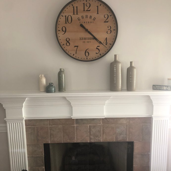 user image by Dorothy Bretz, 26&#34; Grand Central Station Wall Clock Tan/Black - Threshold&#8482;: Vintage-Inspired, Large Numerals, Indoor Decor
