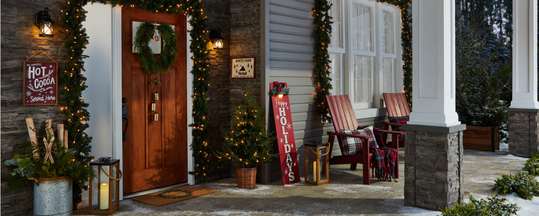 Shop NOMA Pre-Lit LED Artificial Carolina Garland Christmas Decoration, 9-ft, CANVAS Canadian Christmas Collection Light-Up Wooden Lantern with Rope Handle, CANVAS Christmas Decoration Cedar Heart-Shaped Wreath with Bells, 24-in, CANVAS Christmas Decoration Wreath Noel Coir Door Mat, 18 x 30-in, CANVAS Hand Painted Winter Cabin Rentals Wall Sign, Bilingual, 15-in, CANVAS Pre-Lit Indoor Upswept Spruce Potted Christmas Tree, 70 LED Lights, 4-ft, CANVAS Pre-Lit Happy Holidays LED Light Up Porch Sign, English, Red, 48-in, CANVAS Christmas Decoration Brushed Plaid Throw, Red, 60-in and more