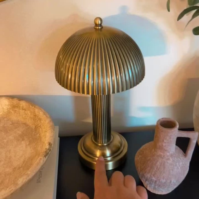 user image by @picturesque_parks_home, 11.5" Fluted Metal Rechargeable Library Table Lamp (Includes LED Light Bulb) - Hearth & Hand™ with Magnolia