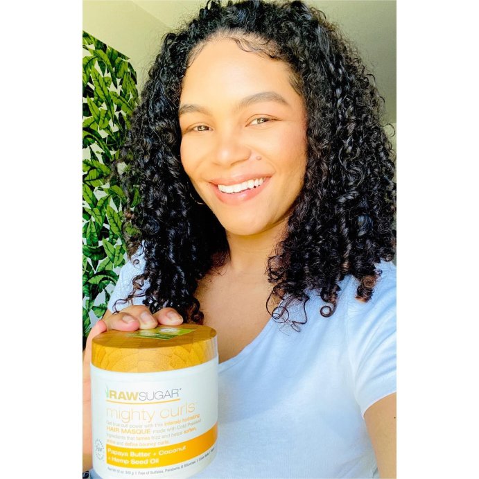 user image by @simplyframi, Raw Sugar Mighty Curls&#160;Hair Masque - Papaya Butter + Coconut Oil + Hemp Seed Oil - 12oz