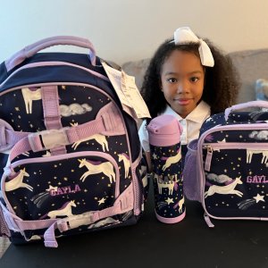Mackenzie Navy Night Unicorn Glow Backpack | Pottery Barn Kids