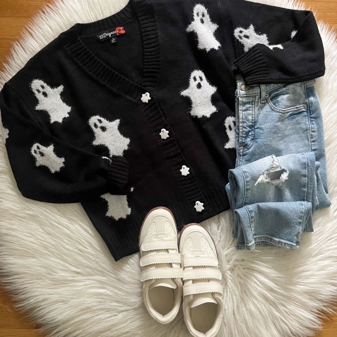 user image by @gotargeting, Women's Ghost Graphic Cardigan - Black
