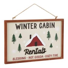 Shop CANVAS Hand Painted Winter Cabin Rentals Wall Sign, Bilingual, 15-in and more