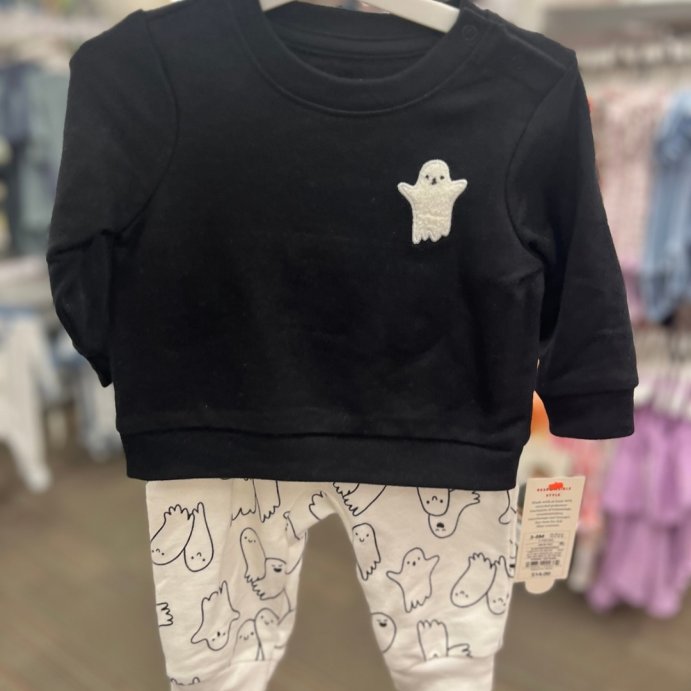 user image by @momlifeandstylefinds, Baby 2pc Halloween Ghost Friends French Terry Sweatshirt &#38; Jogger Pants Set - Cat &#38; Jack&#8482; Black