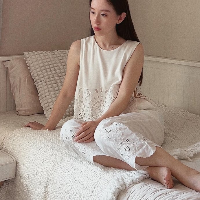 user image by @yumigaa, Women's Embroidered Eyelet Side-Tie Tank Top - Future Collective