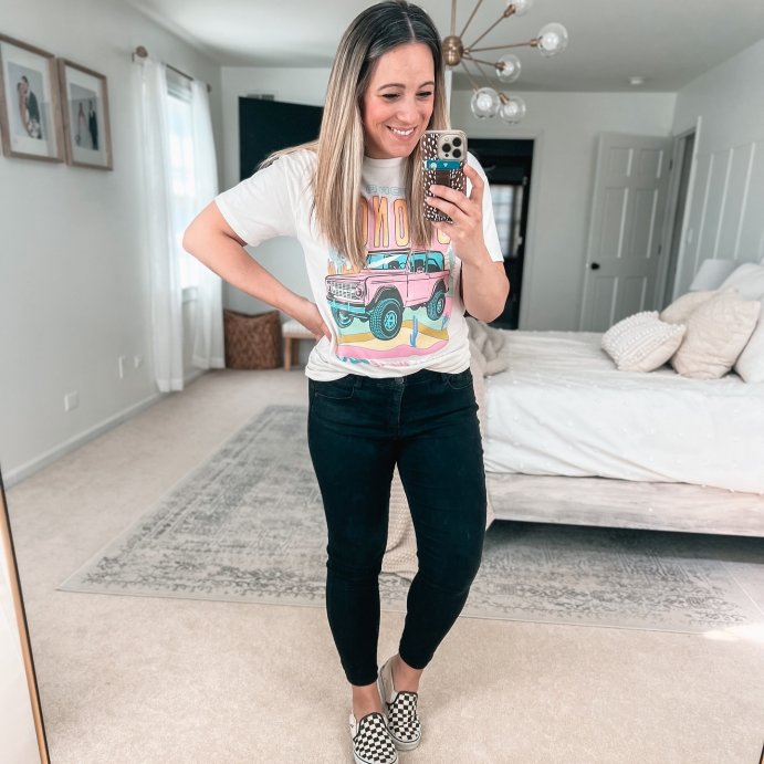user image by @thirtysomethingnat, Women's Ford Bronco Short Sleeve Graphic T-Shirt - Off-White