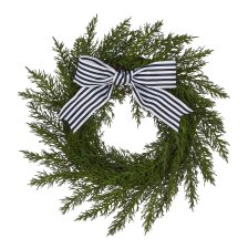 Shop Mini couronne de Noël en cyprès avec noeud noir et blanc CANVAS, 10 po and more