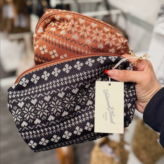 user image by @targetbabefinds, Fair Isle Pattern Cosmetic Pouch 2pc Set - Universal Thread&#8482; Black/Brown