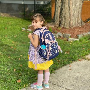 Mackenzie Pink Navy Glow-in-the-Dark Moons Girls Backpacks