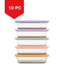 Shop Contenants pour aliments préparation de repas en verre ello Everyday avec couvercles à ajustement pressé, multicolore, paq. 10 and more