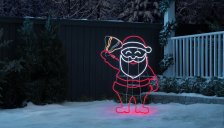 Shop Noma Pre-Lit Neon Santa with Bell Motion Christmas Decoration, 4-ft and more