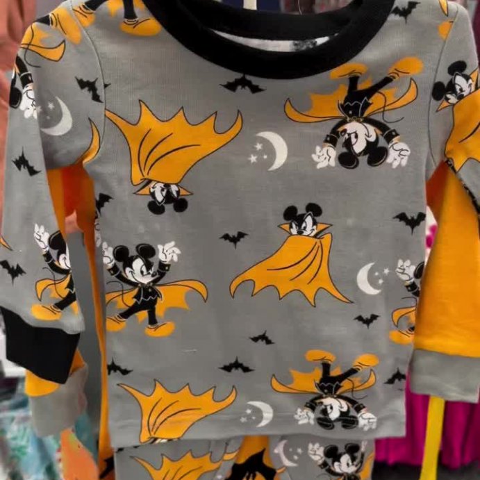 user image by @steffytargetfinds, Toddler Boys' 4pc Mickey Mouse & Friends Cotton Long Sleeve Halloween Pajama Set - Orange/Gray/Black
