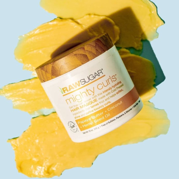user image by @rawsugarliving, Raw Sugar Mighty Curls&#160;Hair Masque - Papaya Butter + Coconut Oil + Hemp Seed Oil - 12oz