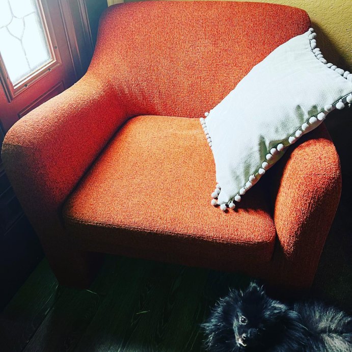 user image by @kellymbena, Maldone Curved Upholstered Accent Chair - Threshold™