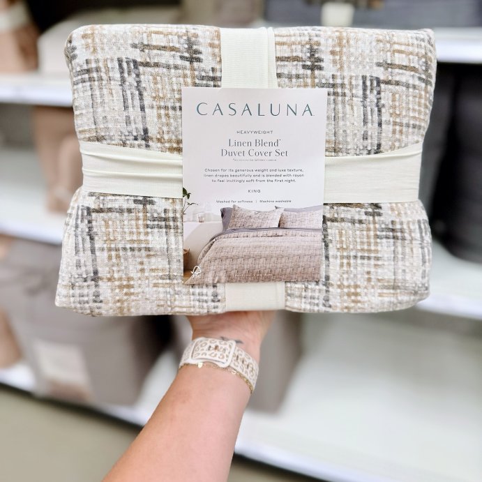 user image by @targetscallingme, Heavyweight Linen Blend Duvet Cover and Sham Set Grid Print - Casaluna™