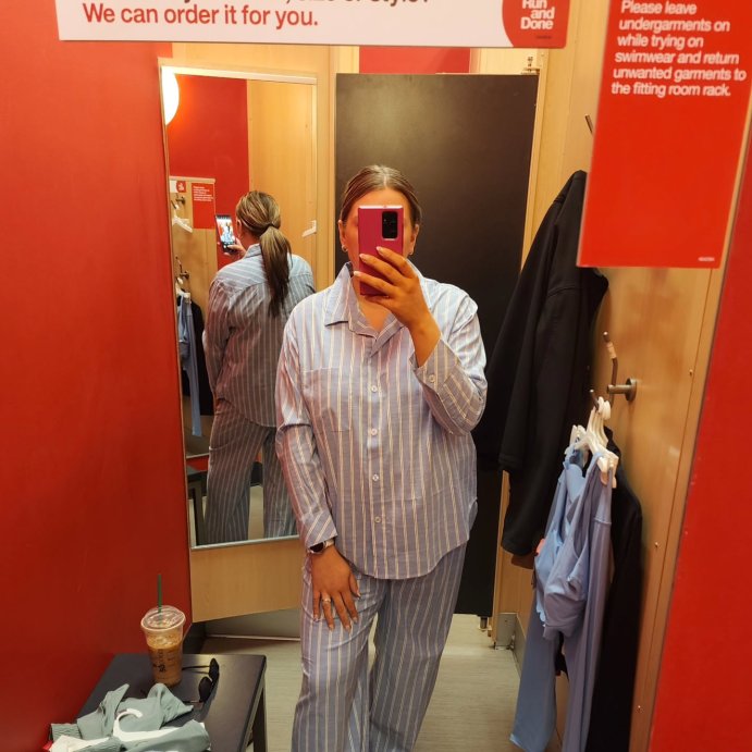 user image by @mybeautifulkraszylife, Women's Striped Cotton Blend Long Sleeve Pajama Shirt - Auden™