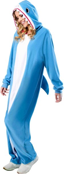 Shop Shark Zip Up Onesie Halloween Costume with Hood, Multi-Colour, Adult, Assorted Sizes and more