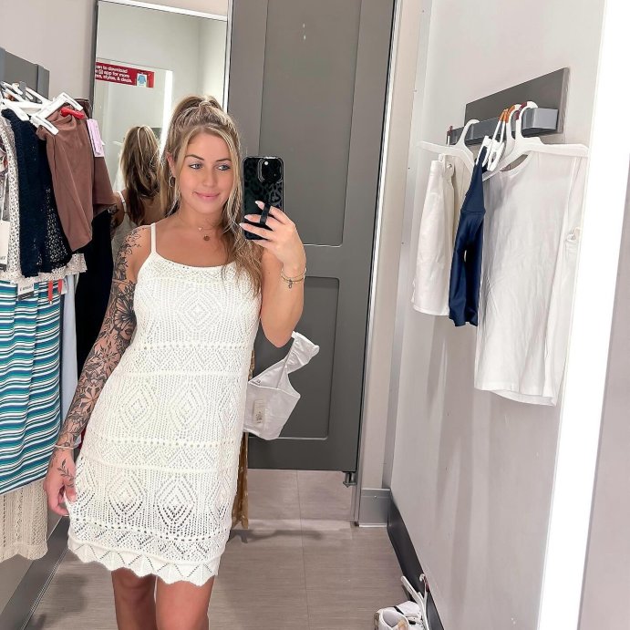 user image by @shannon.tansley, Women's Mini Crochet Shift Dress - A New Day™