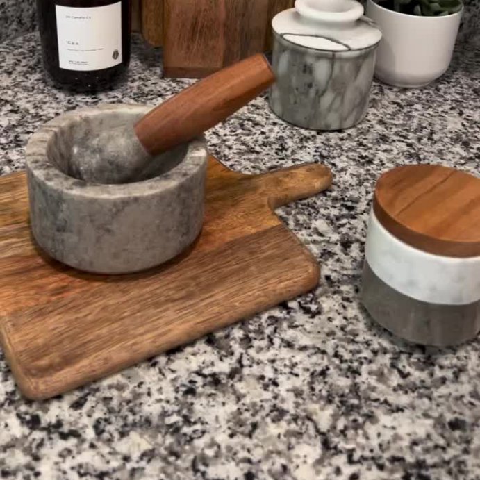 user image by @homewithbrii, Set of 2 Stoneware Salt and Pepper Cellar with Wood Lid Cream - Figmint&#8482;