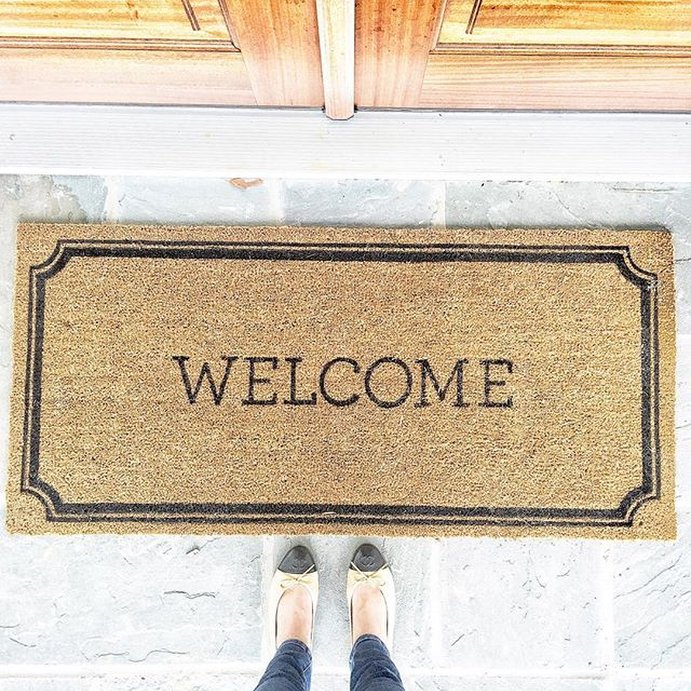 user image by @timelesstasteblog, 1&#39;10&#34;x3&#39;11&#34; Welcome Estate Doormat - Threshold&#8482;: Outdoor Coir Door Mat, Medium Pile, Black, Rectangle, Shake Clean