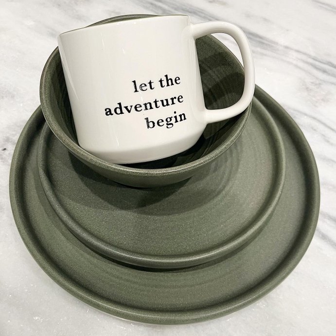 user image by @humble.home, 16oz Stoneware Let the Adventure Begin Mug Moss - Threshold&#8482;: Traditional Dark Green Coffee Mug, Dishwasher &#38; Microwave Safe